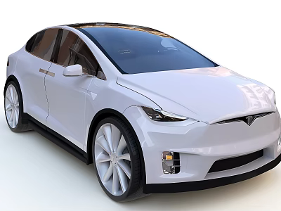 White Modern Electric Car With Sleek Exterior Design And Large Alloy Wheels 3d model