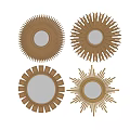 Golden Sunburst Decorative Wall Mirrors With Various Radiant Frame Styles 3d model