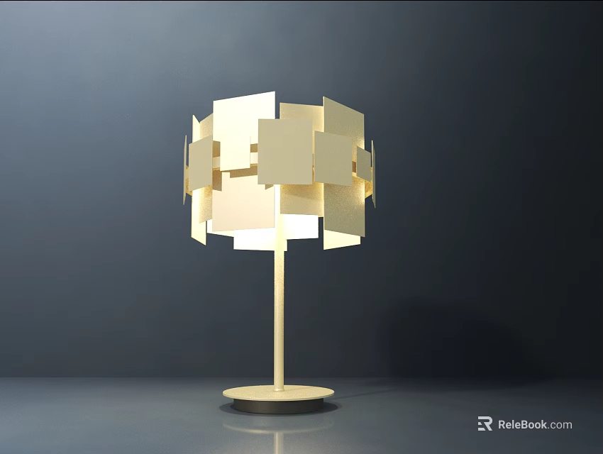Elegant Modern Table Lamp With Geometric Square Shade Design And Minimalist Base 3d model 