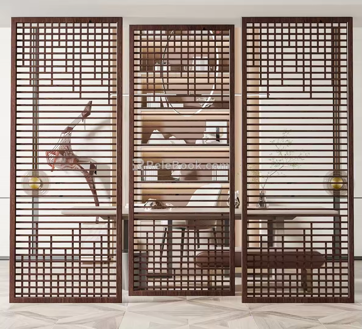 New Chinese-style partition screen partition 3d model