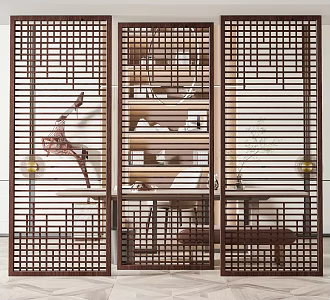 New Chinese-style partition screen partition 3d model