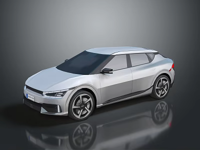 Silver Modern SUV With Sleek Lines Black Wheels And Black Windows 3d model