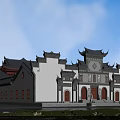 Traditional Chinese Ancient Architecture With White Walls Black Tiled Roofs Upturned Eaves And Red Doors