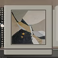Minimalist Abstract Painting With Geometric Shapes Neutral Tones And Textured Surface