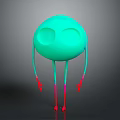 Vibrant Green Cartoon Creature With Round Eyes Colorful Limbs And Red Tips In Standing Pose