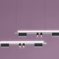 Elegant Modern Chandeliers Interior With Various Styles And Purple Background 3d model