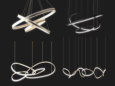 Contemporary Chandeliers Showcasing Curved Circular And Geometric Designs For Home Decor 3d model
