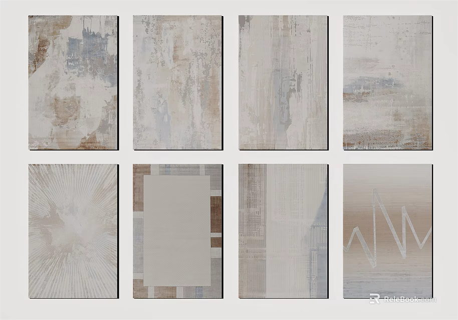 Square Rugs With Modern Abstract Patterns And Neutral Tones For Home Decor 3d model