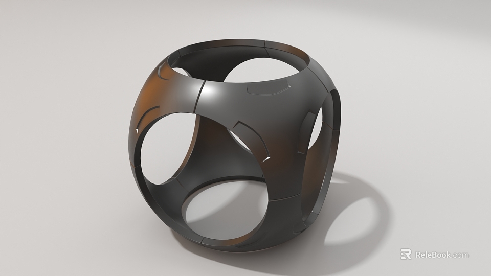 Industrial Equipment Spherical Design With Circular Holes And Metallic Black Finish 3d model 