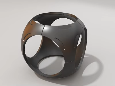 Industrial Equipment Spherical Design With Circular Holes And Metallic Black Finish 3d model