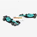 Teal Race Car Models With Sleek Design And Black Accents On White Background