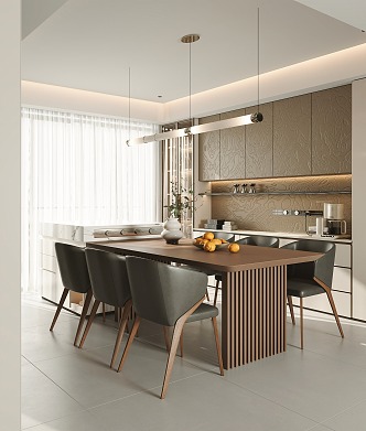 Modern Home Restaurant Open Restaurant Island Restaurant Kitchen Supplies Electrical Appliances Dining Table and Chair Combination 3d model