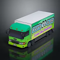 LEGS GLASS Green And White Box Truck With Crystal Clear Windshields
