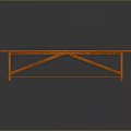 Solid Wooden Long Table With Cross Legs And Smooth Surface For Home Decor 3d model