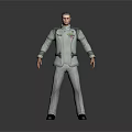 Game and Movie Character 3D Model Wearing Gray Uniform With Decorative Badge Standing Pose