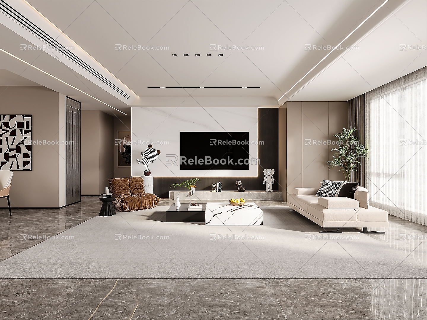 Modern living room commonly used 3d model