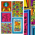 Vibrant Abstract Paintings With Colorful Patterns Figures And Text Elements In Frames 3d model