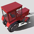 Red Agricultural Tractor With Enclosed Cab And Large Wheels For Farming Use