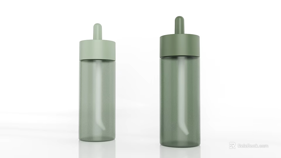 Modern Green Cups With Transparent Body And Matching Lids Set Of Two 3d model 