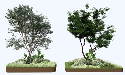 Modern flower bed plant pile tree pool 3d model