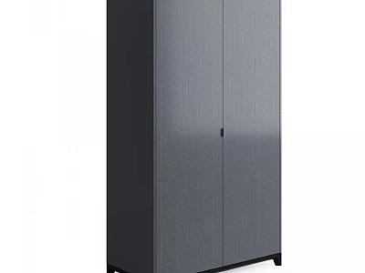 Sleek Modern Wardrobe With Geometric Pattern Double Doors And Black Gray Finish 3d model