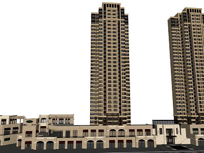 Tall Modern Residential Buildings With Ground Floor Commercial Units And Contemporary Facade Design 3d model