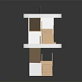 Modern Wooden Stairs In Two Story Open Structure Architectural Model With Handrail