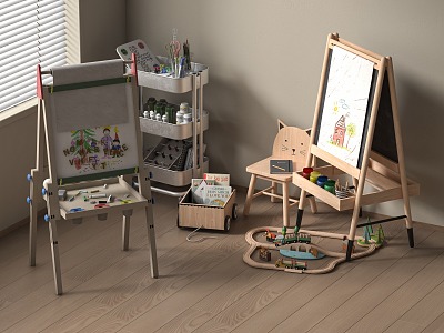 Children's drawing board folding easel painting tool rack model