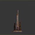 Tower Architectural Model With Multiple Towers Circular Base And Geometric Patterns