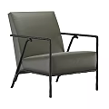 Green Leather Upholstered Single Seater Sofa With Black Metal Frame And Modern Design