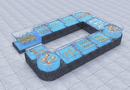 Modern seafood pond shape seafood pond 3d model