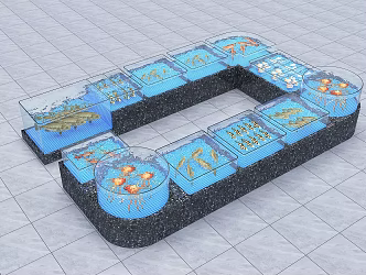 Modern seafood pond shape seafood pond 3d model