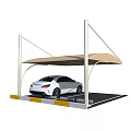 Sturdy Modern Carport Canopy Shelter With White Sedan Parked Under Structure
