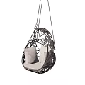 Elegant Hanging Chair with Decorative Metal Frame and Padded Seat for Indoor Outdoor Use