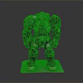 Detailed Sci Fi Mech Warrior Character In Heavy Armor With Helmet And Mechanical Joints