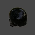 Modern Black Tactical Weapon Helmet With Sleek Shiny Surface And Face Shield