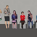 Character Combination Woman Combination Character Sitting Posture 3d model