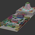 Traditional Chinese Ancient Architecture Model With Courtyard Layout And Tower Structure Design 3d model