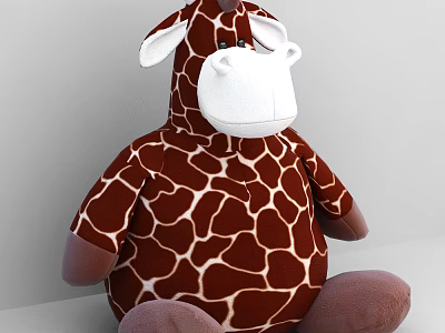 Cute Brown White Spotted Giraffe Plush Toy With Soft Material And Sitting Posture 3d model