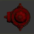 Red Fire Hydrant With Decorative Top And Chain Isolated On Dark Background 3d model
