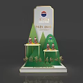 Kweichow Moutai Product Display Stands With Golden Frame And Green Decorative Elements