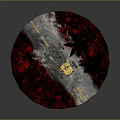 Yellow Off Road Vehicle Game Character Driving On Red Gray Terrain With Palm Trees