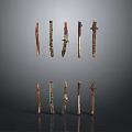 Natural Textured Wood And Stone Vertical Strips Arranged In Two Rows As Decorative Pieces