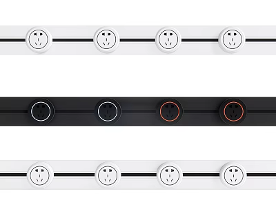 Modern Switch Panels With White Black And Four Sockets Each 3d model