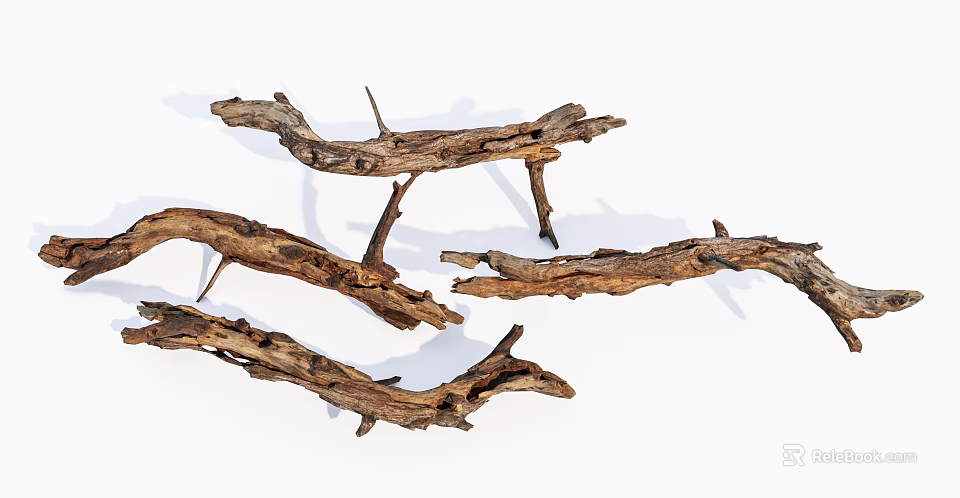 Natural Stone and Wood Decorative Branches for Rustic Home Design Projects 3d model 