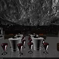 Modern Bar Interior With Stage Leather Sofas Colorful Lighting And Sound System