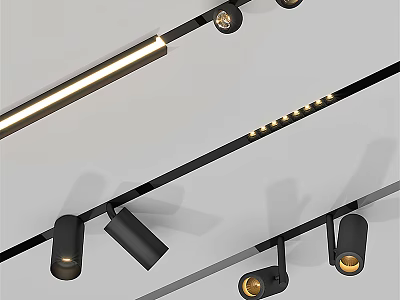 Modern Track Mounted Downlights And Spotlights For Indoor Lighting Design 3d model