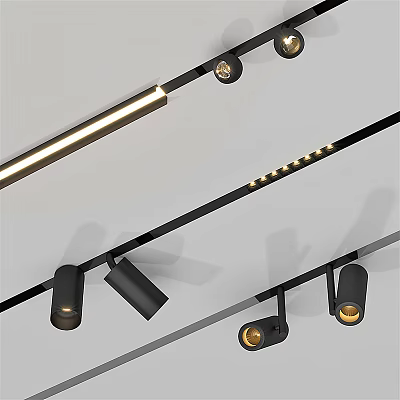 Modern Track Mounted Downlights And Spotlights For Indoor Lighting Design 3d model