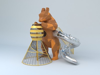 Unpowered Brown Bear Slide 3d model