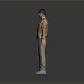 Man In Brown Vest With Yellow Badge White Short Sleeve Shirt Khaki Pants Black Cap